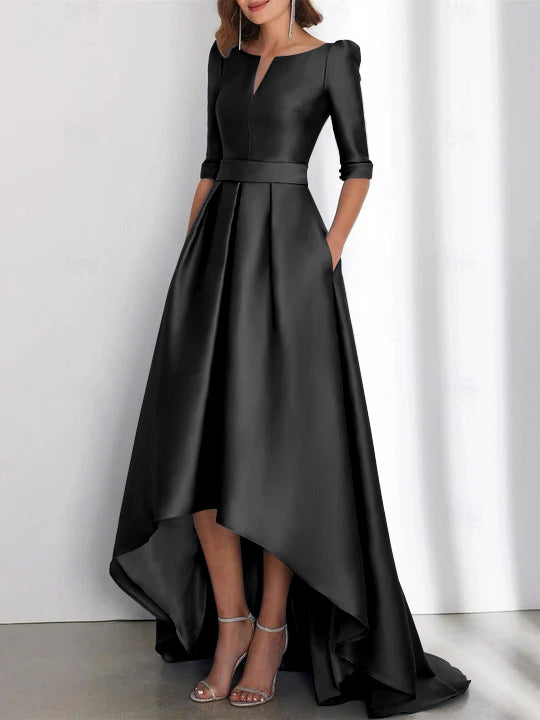 Asymmetrical A Line Mother of the Bride Dresses with Half Sleeves and Pockets