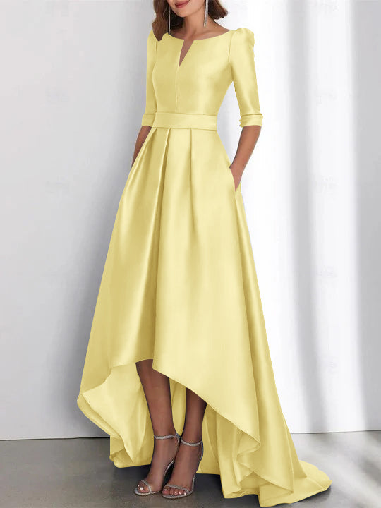 Asymmetrical A Line Mother of the Bride Dresses with Half Sleeves and Pockets