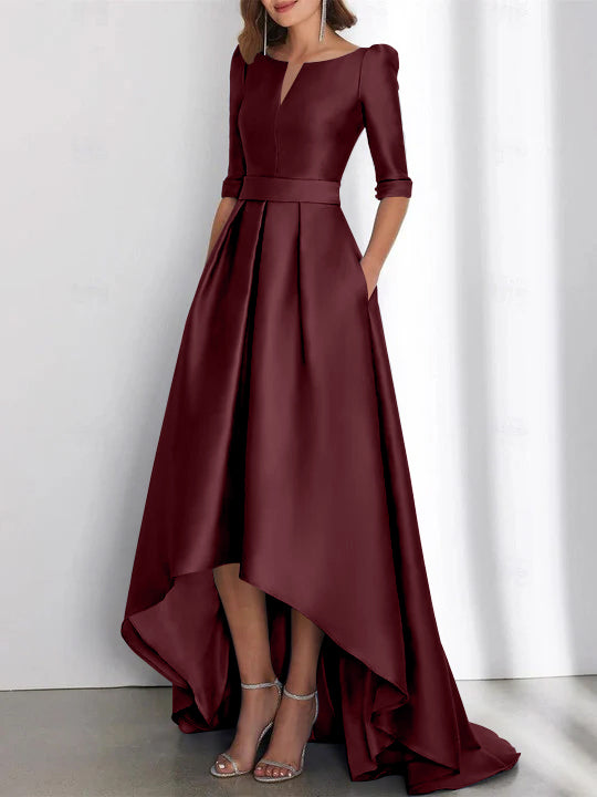 Asymmetrical A Line Mother of the Bride Dresses with Half Sleeves and Pockets