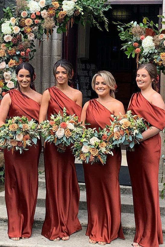 Asymmetrical Sleeveless Floor Length Bridesmaid Dress