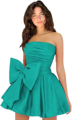 Royal Blue Homecoming Dress Taffeta Strapless Short Party Dress