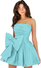 Royal Blue Homecoming Dress Taffeta Strapless Short Party Dress