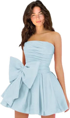 Royal Blue Homecoming Dress Taffeta Strapless Short Party Dress