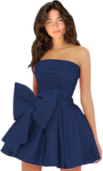 Royal Blue Homecoming Dress Taffeta Strapless Short Party Dress