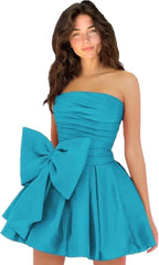 Royal Blue Homecoming Dress Taffeta Strapless Short Party Dress