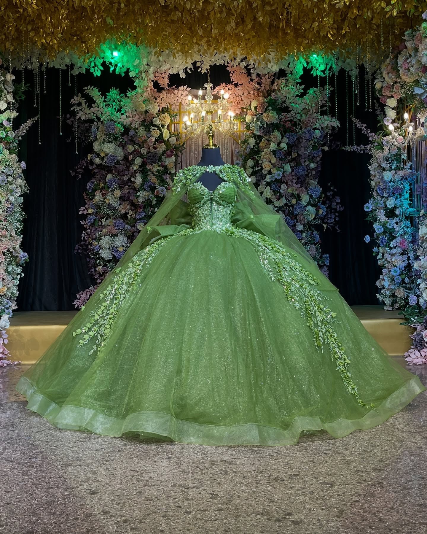 Ball Gown Strapless Sleeveless Pleated Fully Beaded Appliques Shawl Bow Knot Sage Green Tulle Quinceanera Dress Birthday Party Dress For Sweet 16 Evening Formal Gown