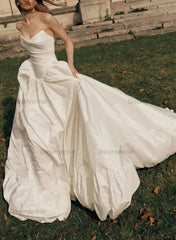 Ball Gown Strapless Sleeveless Royal Taffeta Wedding Dress