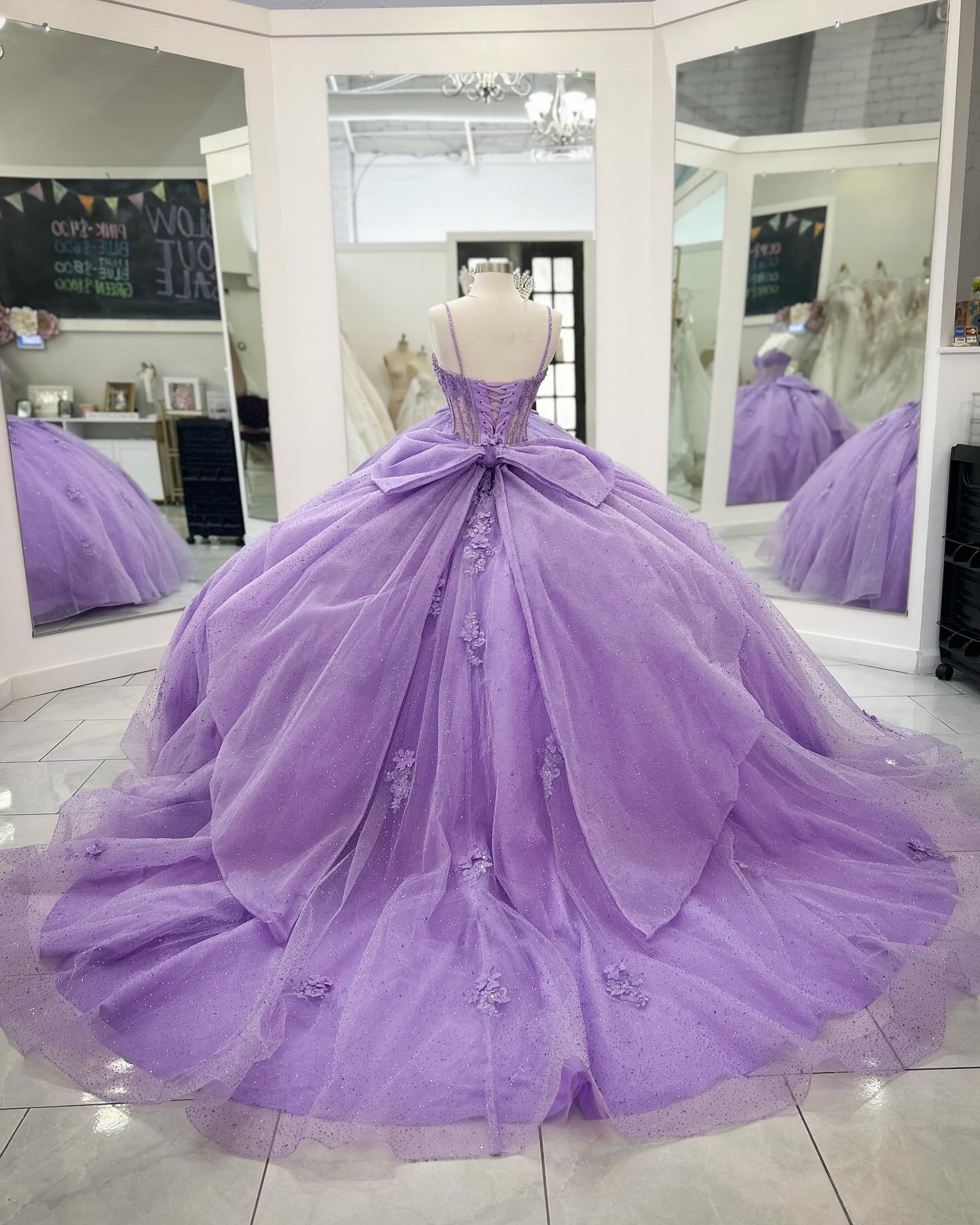 Ball Gown Strapless Spaghetti Straps Sleeveless Beaded 3D Flowers Appliques Pleated Bow Knots Purple Tulle Quinceanera Dress Evening Formal Gown Birthday Party Dress For Sweet 16