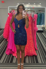 Beaded Black Homecoming Dress Tight Short Cocktail Dresses