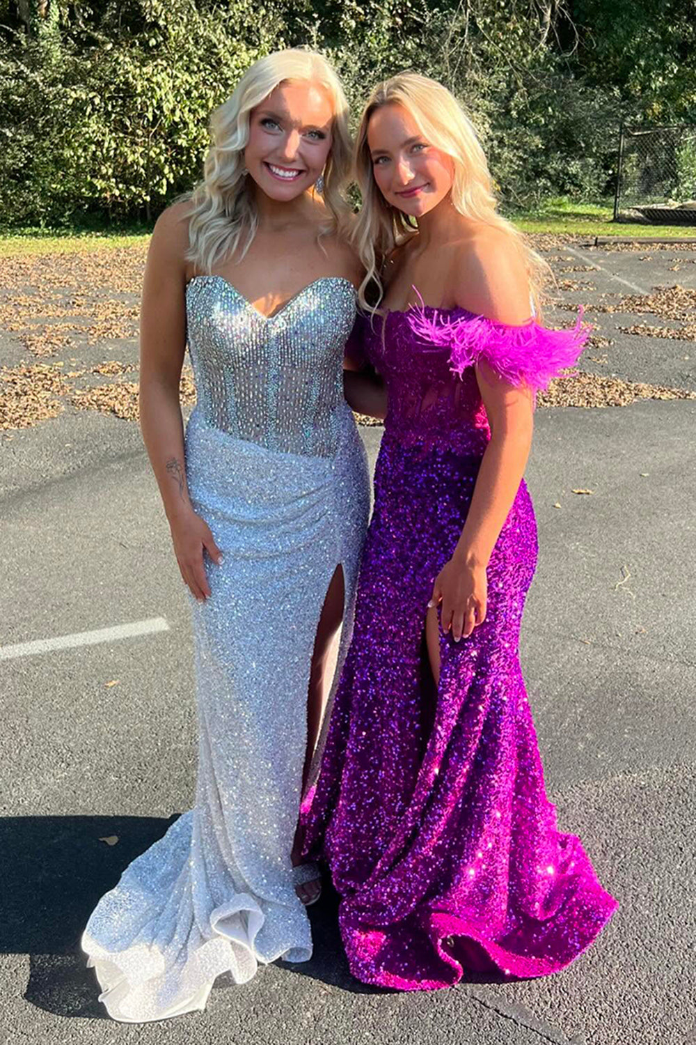 Beaded Blue Prom Dress Sweetheart Long Formal Dress With Slit