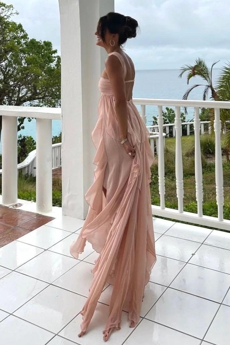 Beautiful A Line Sweetheart Ivory Long Wedding Dress With Ruffles Split Front Bridal Gown