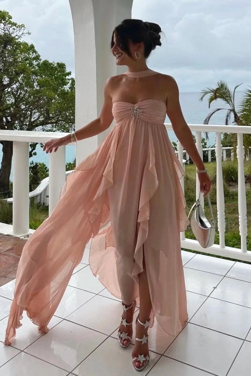 Beautiful A Line Sweetheart Ivory Long Wedding Dress With Ruffles Split Front Bridal Gown