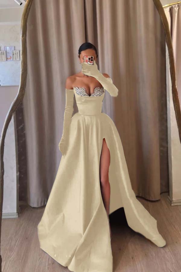 Black A Line Prom Dress Sleeveless Sweetheart Beaded Formal Dress