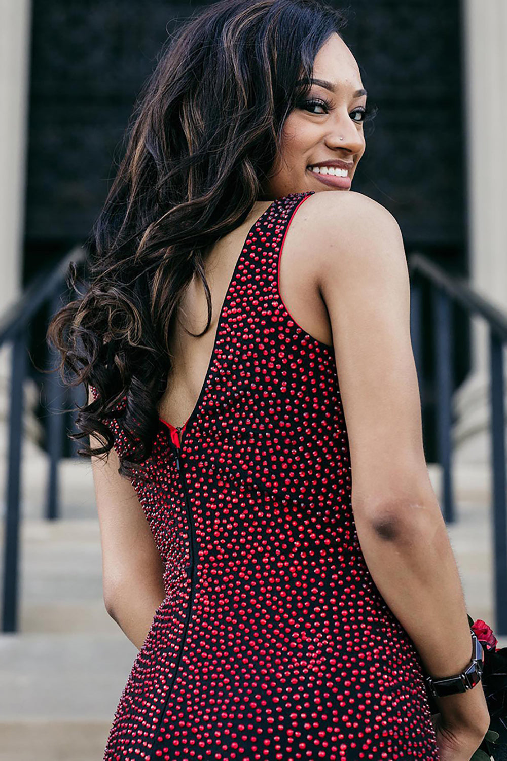 Black Burgundy Prom Dress Mermaid Beaded Formal Dress