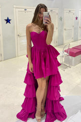Black Homecoming Dress A-Line Corset Sweetheart High Low Tiered Long Cocktail Party Dresses