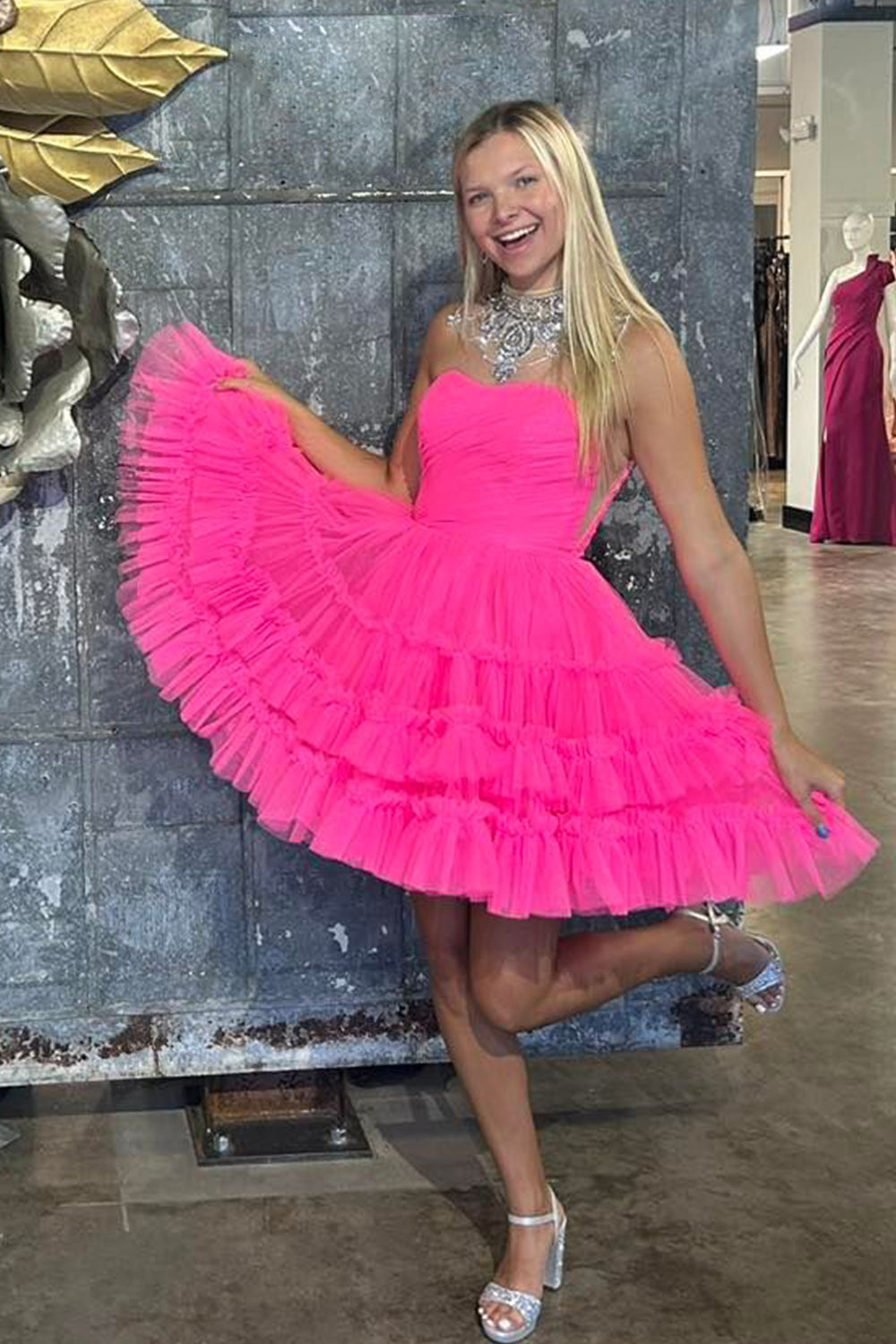 Black Homecoming Dress A-Line Sweetheart Tulle Tiered Corset Short Cocktail Dresses