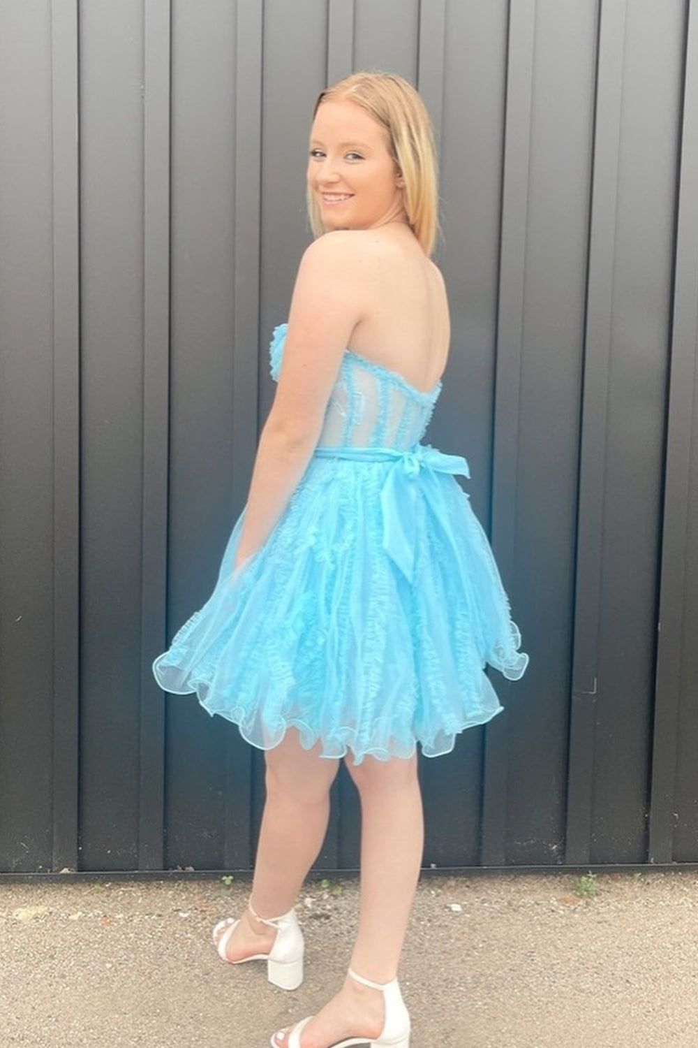 Black Homecoming Dress Corset Sweetheart A-Line Short Tulle Cocktail Party Dresses