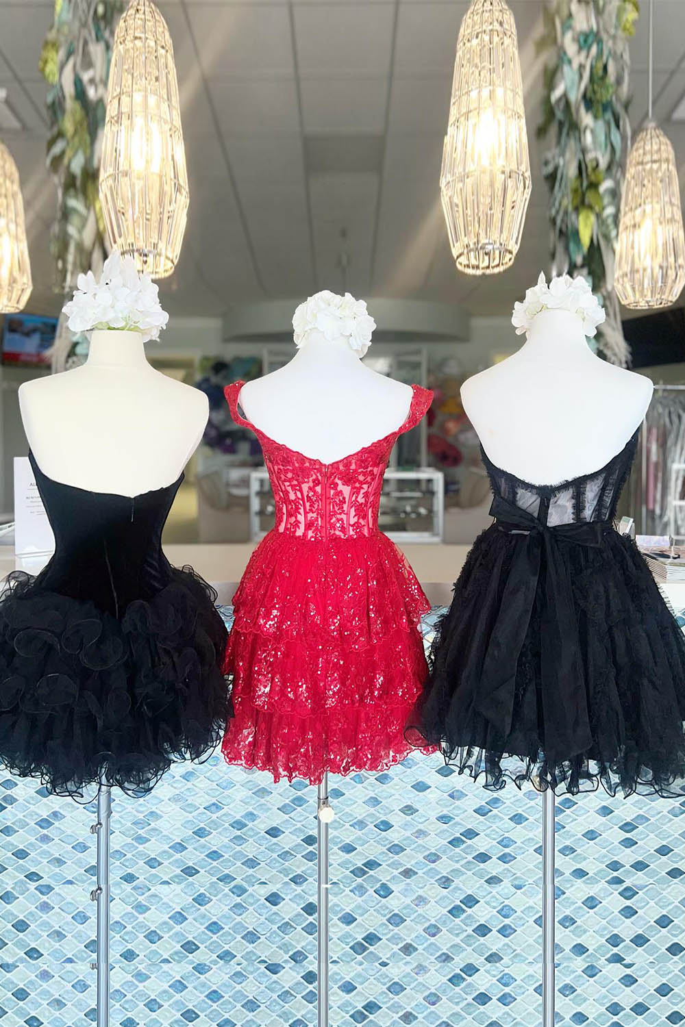 Black Homecoming Dress Corset Sweetheart A-Line Short Tulle Cocktail Party Dresses
