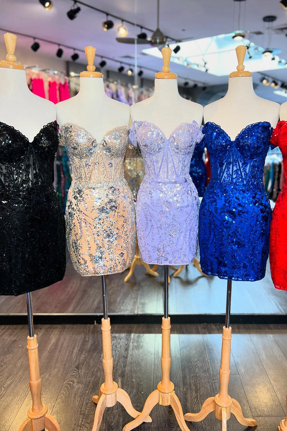 Black Homecoming Dress Corset Tight Short Cocktail Dresses With Sequin