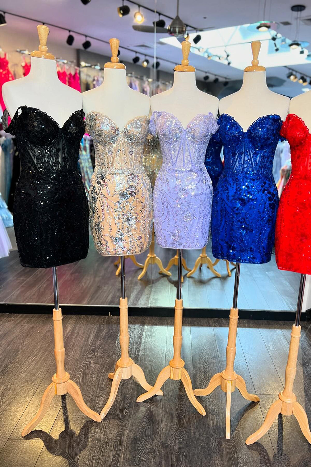 Black Homecoming Dress Corset Tight Short Cocktail Dresses With Sequin