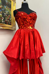 Black Homecoming Dress High Low Satin A-Line Mirror Cocktail Party Dresses