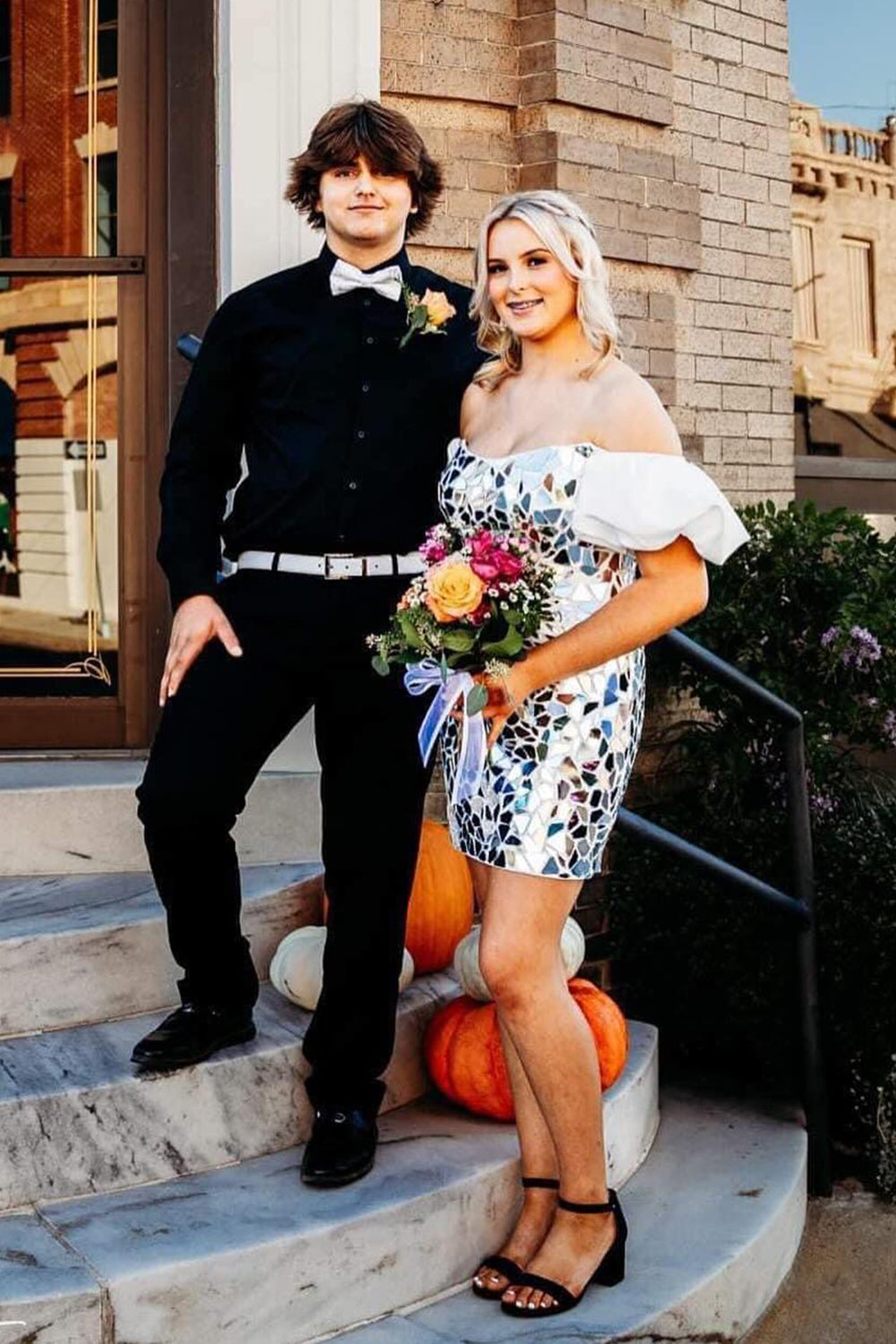 Black Homecoming Dress Mirror Off The Shoulder Tight Short Prom Dress