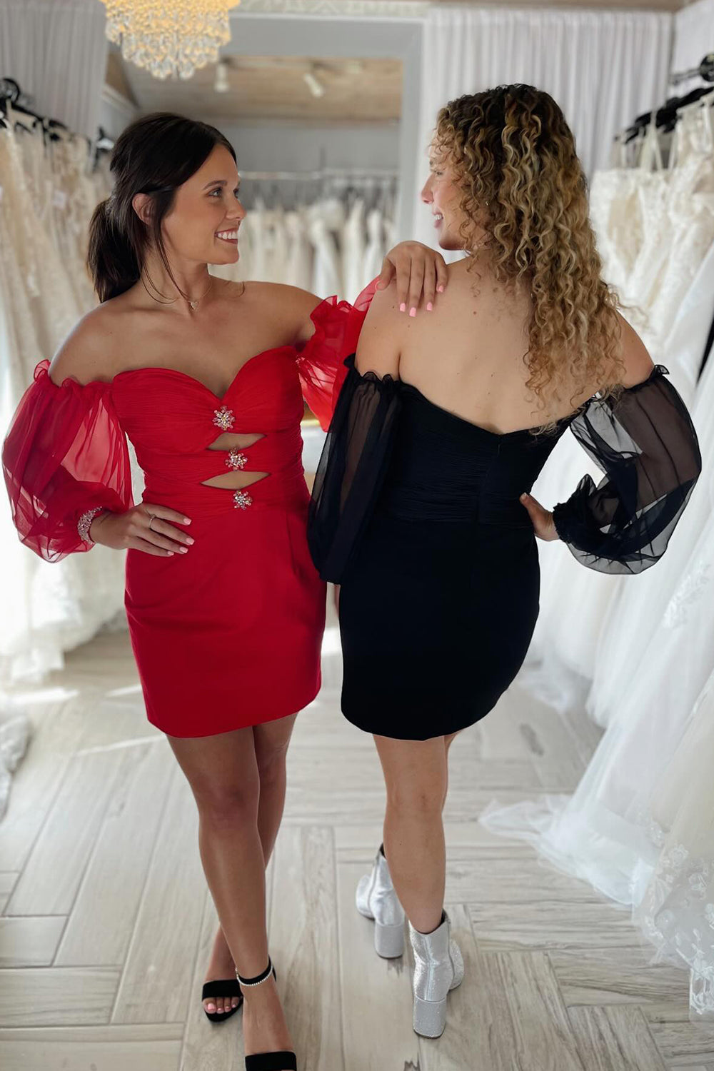 Black Homecoming Dress Off The Shoulder Sweetheart Bodycon Cocktail Party Dresses