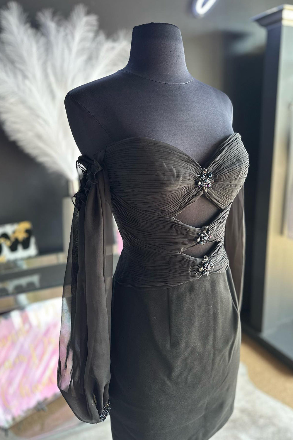 Black Homecoming Dress Off The Shoulder Sweetheart Bodycon Prom Dress