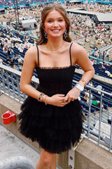 Black Homecoming Dress Ruffled Corset Short Prom Dress