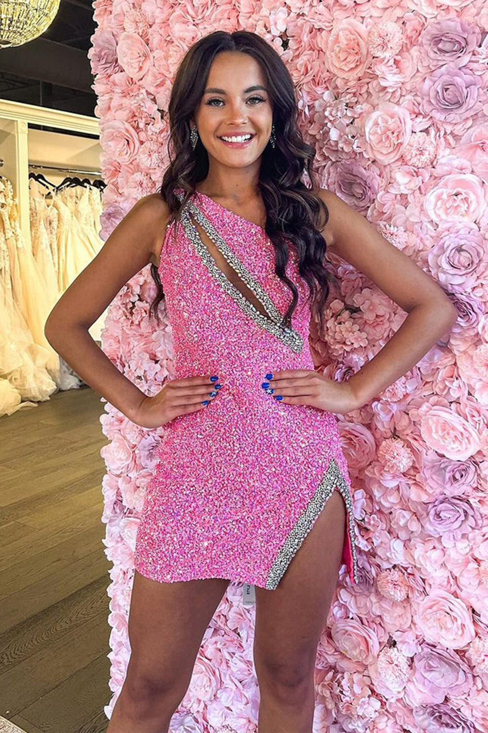 Black Homecoming Dress Sequin One Shoulder Tight Short Prom Dress