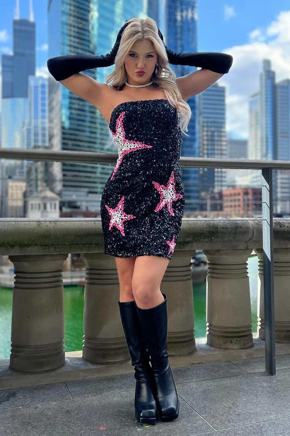 Black Homecoming Dress Sequin Tight Short Prom Dress