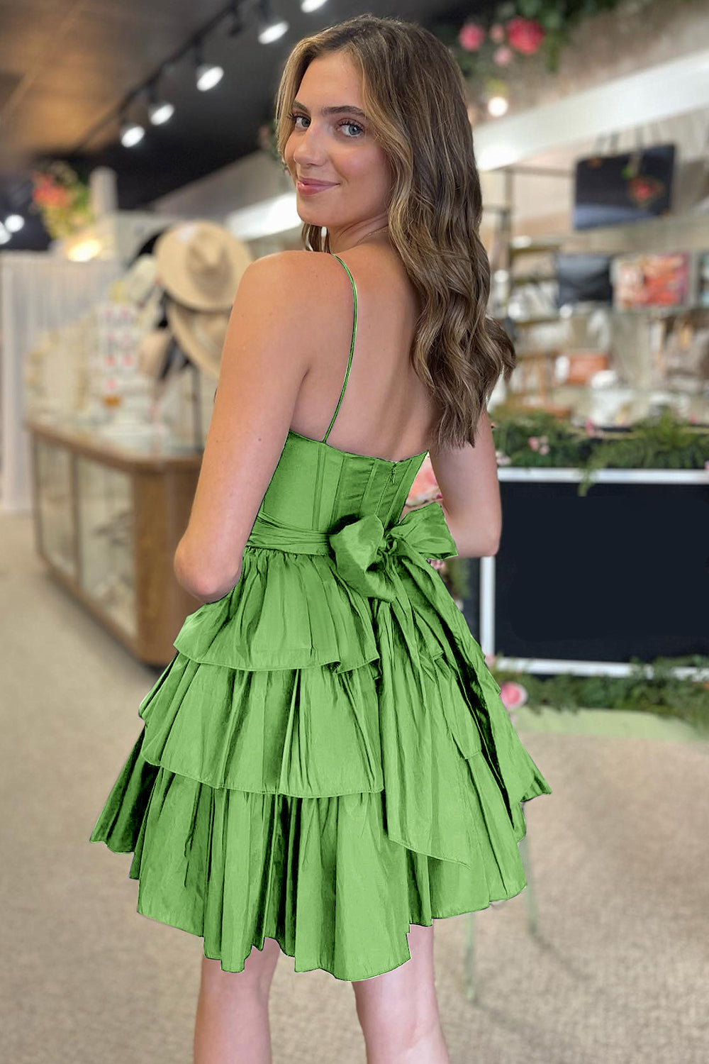 Black Homecoming Dress Spaghetti Straps A Line Tiered Short Cocktail Dresses With Bow