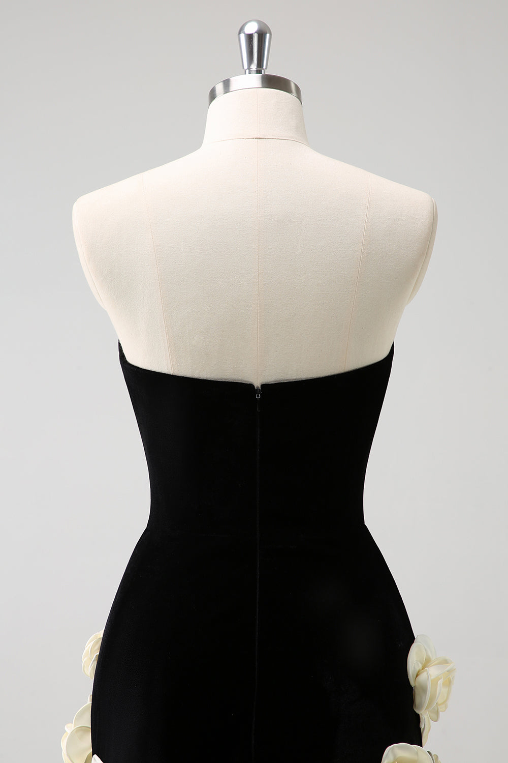 Black Homecoming Dress Strapless Bodycon Short Cocktail Dresses with 3D Flowers