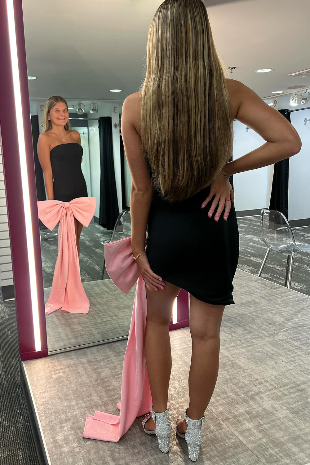 Black Homecoming Dress Sweetheart Tight Short Cocktail Dresses With Bow