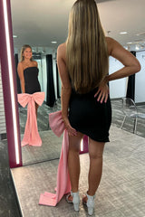 Black Homecoming Dress Sweetheart Tight Short Cocktail Dresses With Bow