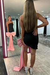 Black Homecoming Dress Sweetheart Tight Short Prom Dress With Bow