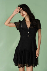 Black Lace Short Casual Summer Dress