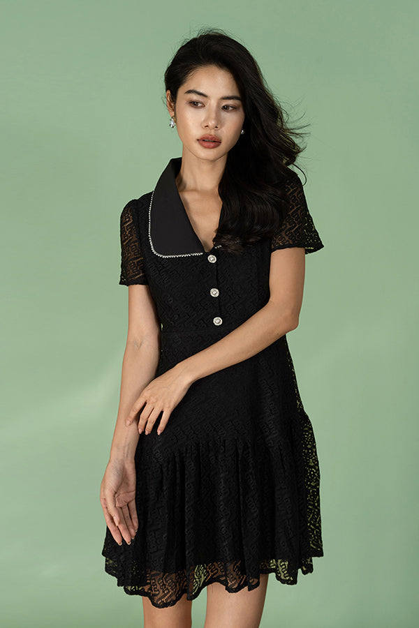 Black Lace Short Casual Summer Dress