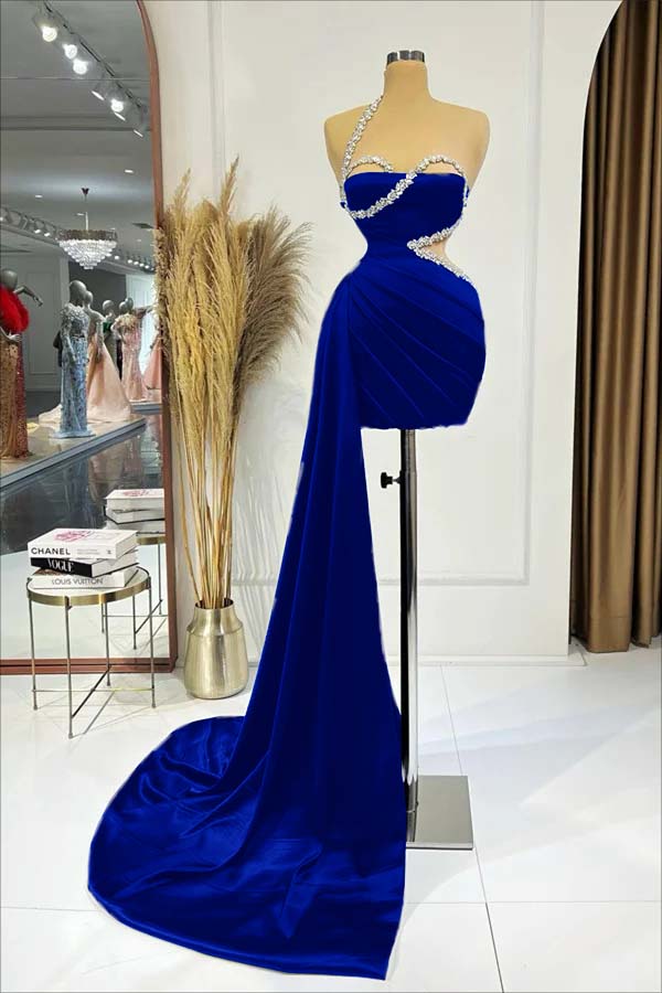 Black One Shoulder Homecoming Dress Sleeveless Short Cocktail Dress Pleated With Ruffles