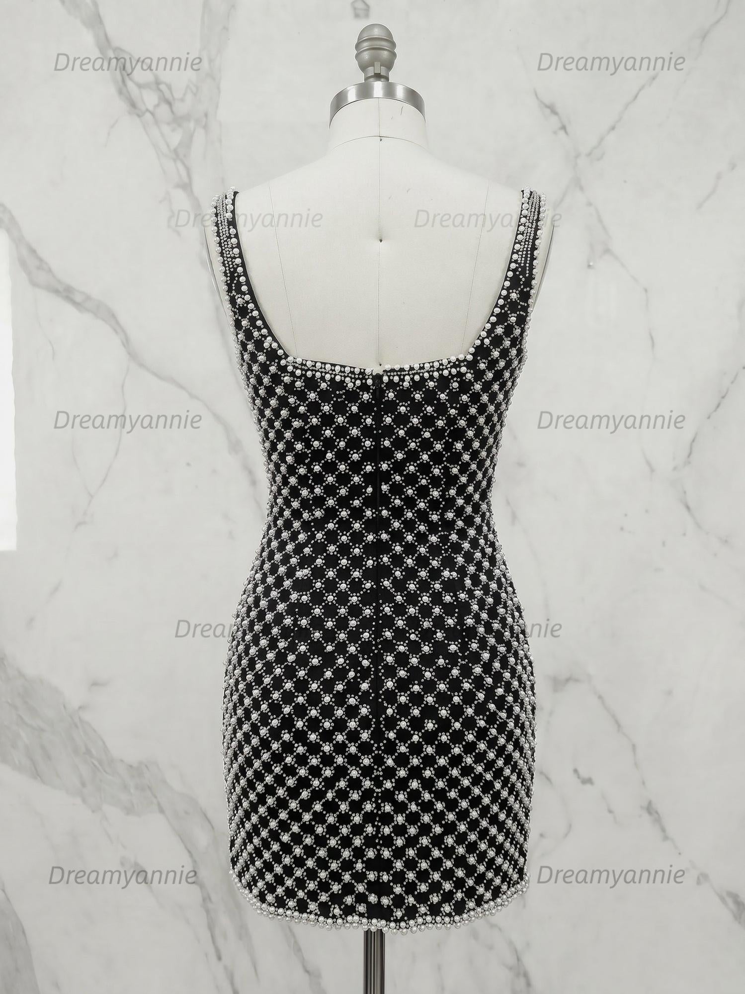 Black Pearl Lattice Short Homecoming Dresses with Satin Bow