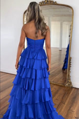 Black Prom Dress White Prom Dress Sweetheart Ruffled Long Formal Dress With Slit