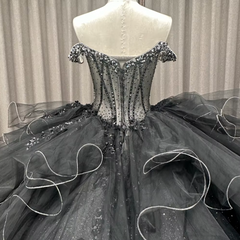 Black Quinceanera Dress Off The Shoulder Ball Gown Sweet 16 Dress