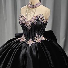 Black Shiny Princess Quinceanera Dress Strapless Sweet 16 Dress Lace Beads 15Th Party Gown Ball Gown Dress