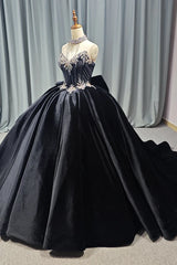 Black Shiny Princess Quinceanera Dress Strapless Sweet 16 Dress Lace Beads 15Th Party Gown Ball Gown Dress