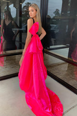 Black Velvet Formal Dress V-Neck Corset Mermaid Evening Dress With Fuchsia Cape