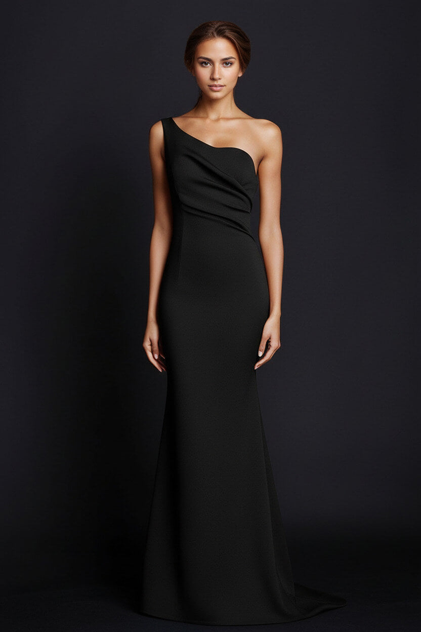 Dreamyannie One Shoulder Khaki Wedding Guest Dress Mermaid Long Formal Dress