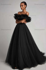 Dusty Sage Formal Dress Tulle A Line Long Wedding Guest Dress With Ruffles