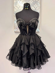 A Line Strapless Cut Front Homecoming Dress with Bow