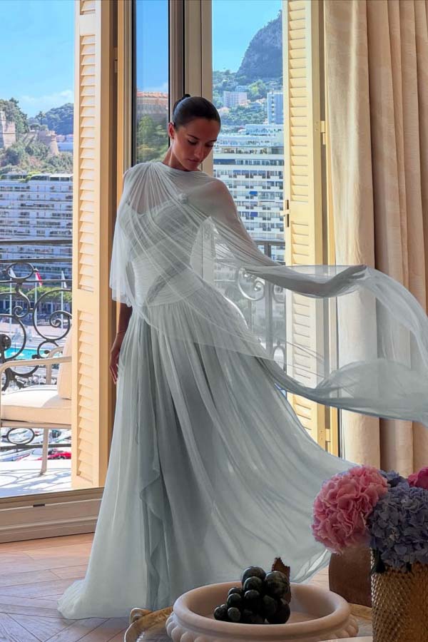 Blue A Line Prom Dress Multicolor Formal Dress