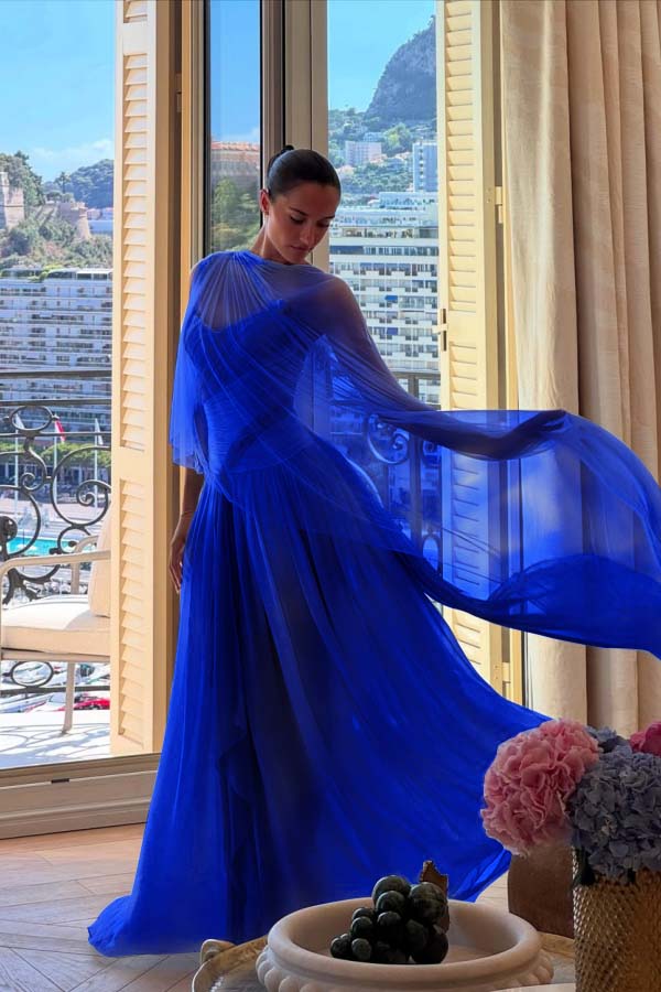 Blue A Line Prom Dress Multicolor Formal Dress